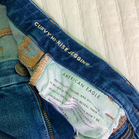 Blue American Eagle Outfitters Distressed Jeans Size 00 XS Curvy Hi-Rise Jegging - Picture 5 of 10